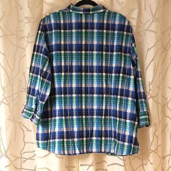 Vintage ALIA Sz. 18 Plaid Embroidered Blouse - Picture 2 of 5